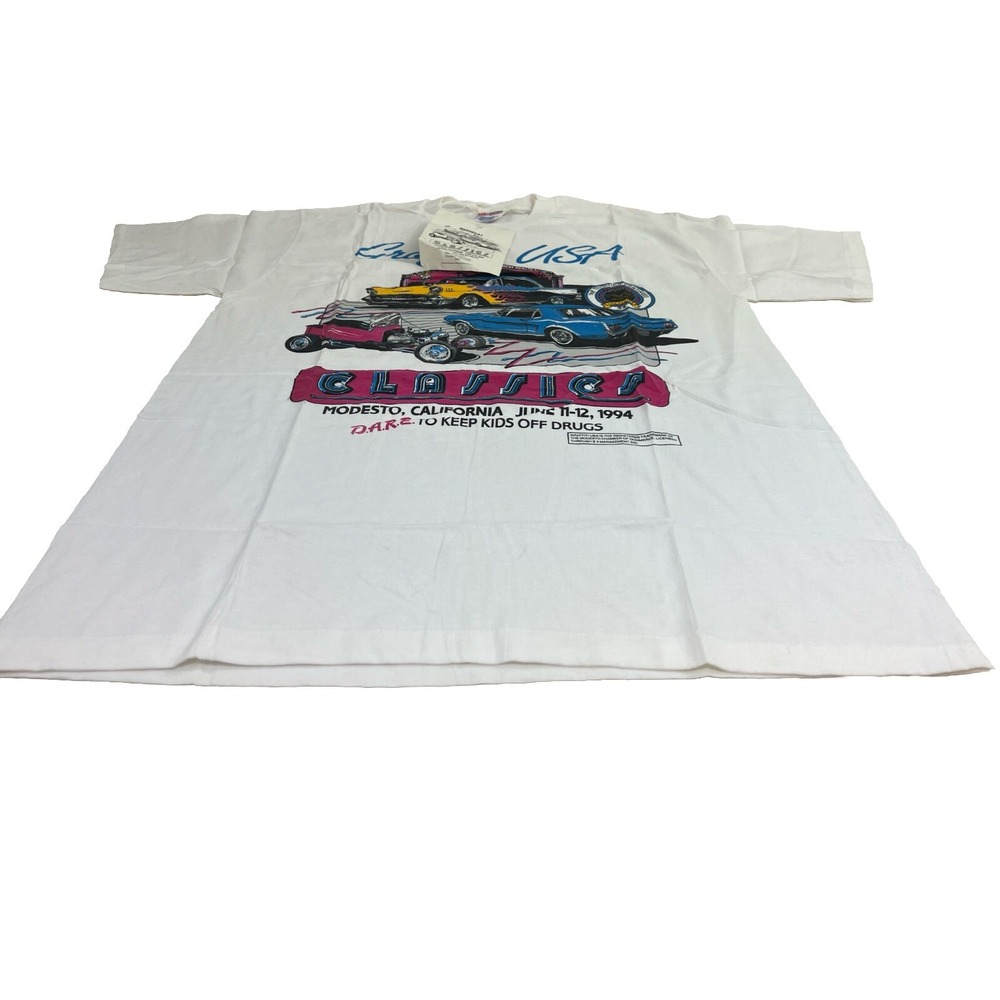 HANES 1994 DARE‎ CLASSIC CAR SHOW  T-SHIRT L GRAFFITI USA ART SINGLE STITCH 4d